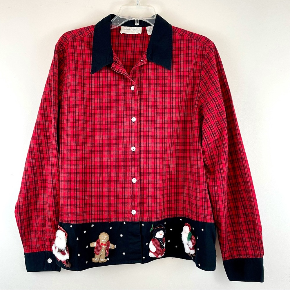 Lemon Grass Ugly Christmas Button Up Flannel XL